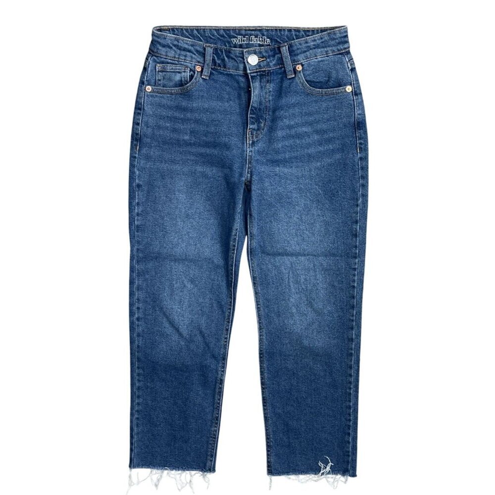 Wild Fable Jeans Straight Jeans Medium Wash Raw Hem Size 0